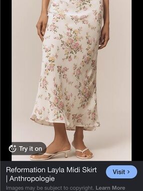 Sold out Reformation Layla Midi Skirt — White with Pink Floral